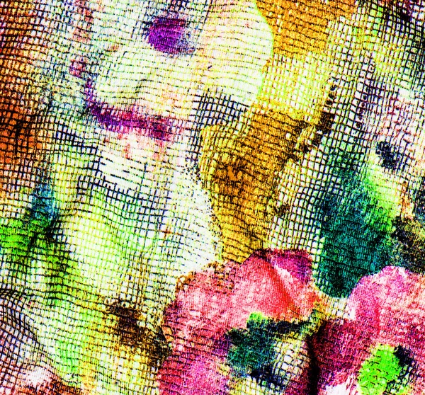 Fabric with smeared on her paints — Stock Photo, Image