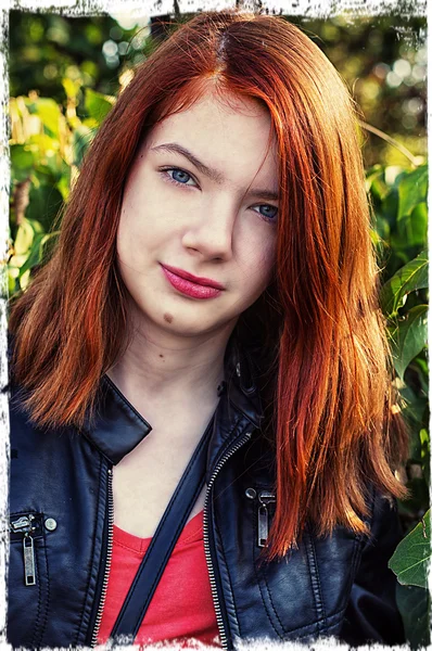 Girl as a teenager with red hair — Stock Photo, Image