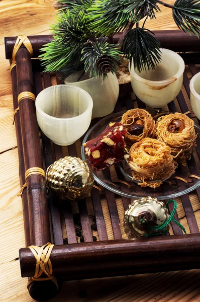 Tray with Christmas sweets — Stock Photo, Image