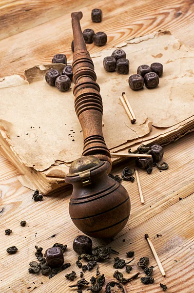 Men's set of pipe whiskey vintage style — Stock Photo, Image