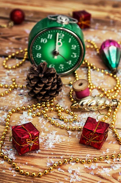 Postcard with Christmas ornaments — Stock Photo, Image