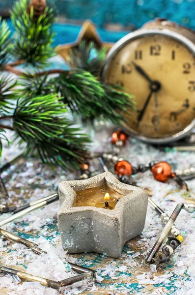 Christmas old-fashioned clock — Stock Photo, Image