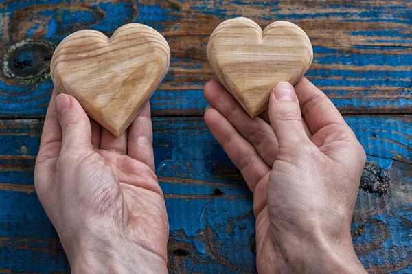 두 개의 상징 나무 심장 — 스톡 사진