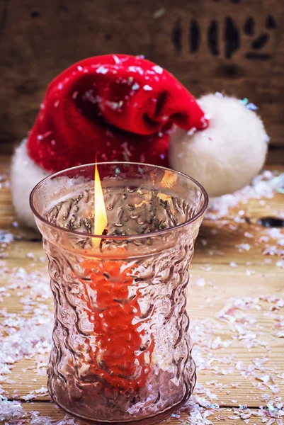 Campana de Navidad y vela — Foto de Stock