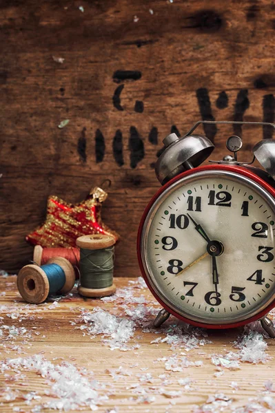 Clock and toys in vintage style — Stock Photo, Image