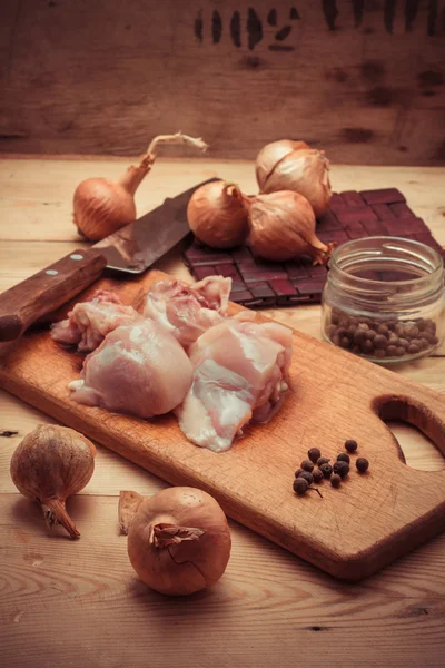 Carne de frango de filete e cebolas — Fotografia de Stock
