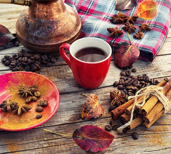 Coffee in the fall — Stock Photo, Image