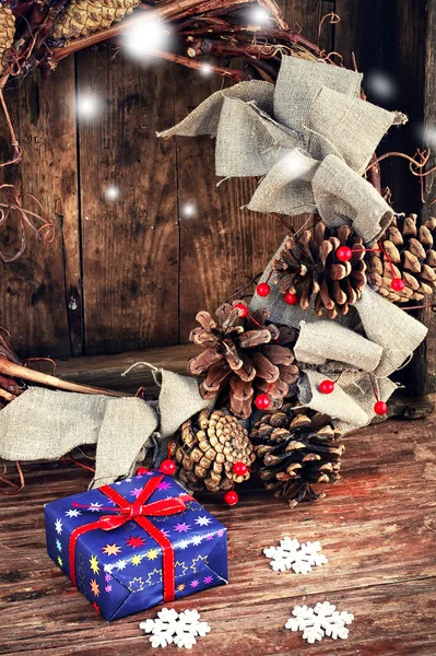 Box with Christmas present — Stock Photo, Image