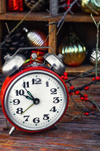 New year composition with alarm clock — Stock Photo, Image