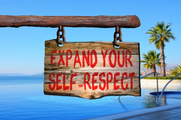 Uitbreiden van uw zelfrespect motiverende zin teken — Stockfoto