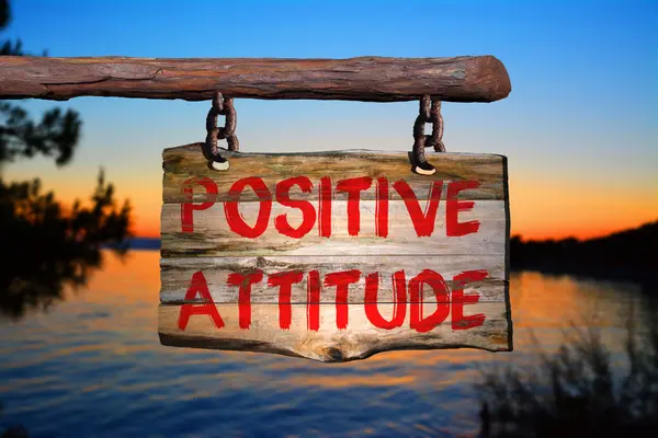 Positive Einstellung motivierendes Phrasenzeichen — Stockfoto