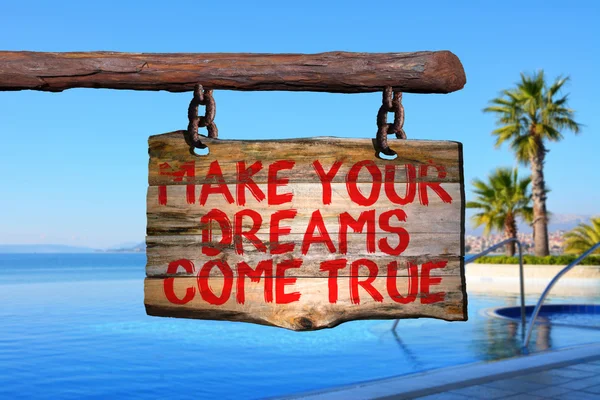 Faça seus sonhos se tornarem realidade sinal de frase motivacional — Fotografia de Stock