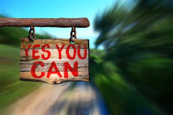 Yes you can motivational phrase sign — Stock Photo, Image