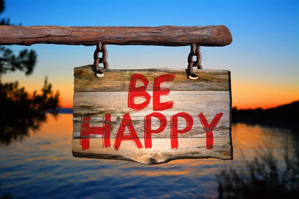 Sea signo de frase motivacional feliz — Foto de Stock