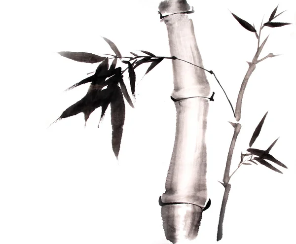 Bamboo ink painting hand drawn — Stock Photo, Image