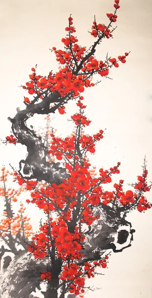 Chinese watercolor cherry painting — Stock Photo, Image