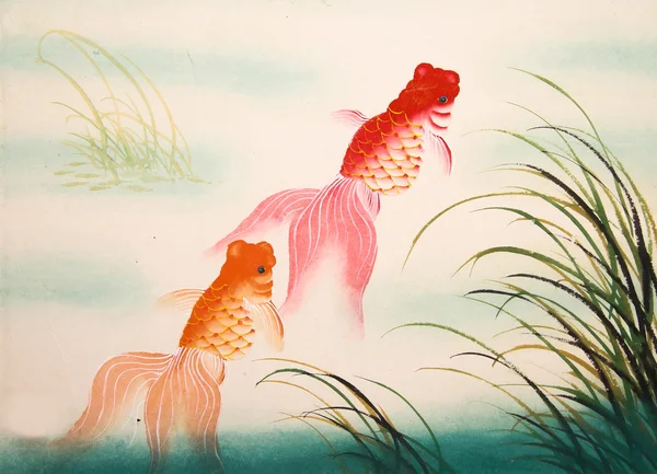 中国金鱼画 — 图库照片