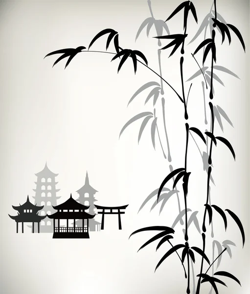 Ink painted bamboo — Stock Vector