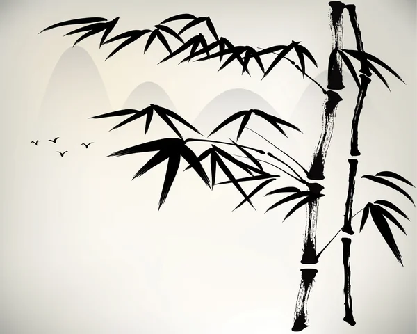 竹を描いたインク — ストックベクタ