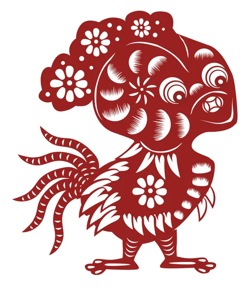 Chinese cartoon chick paper cut — стоковий вектор