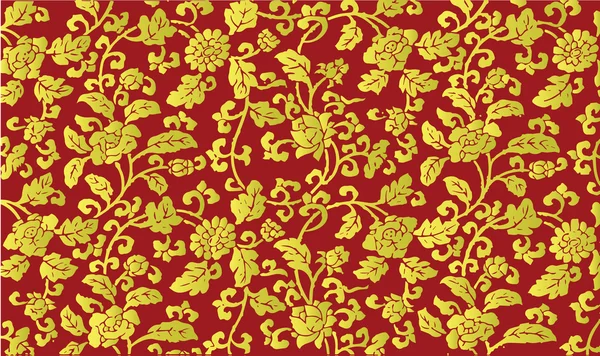 골든 중국 꽃 패턴 — 스톡 벡터