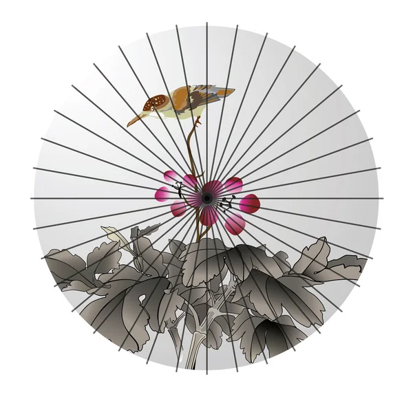 Pintado guarda-chuva de papel japonês —  Vetores de Stock