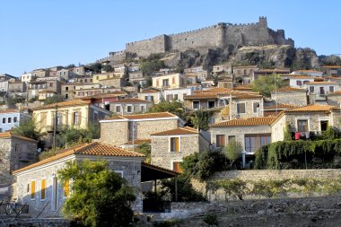 Kale yukarıda molyvos Köyü midilli, Yunanistan