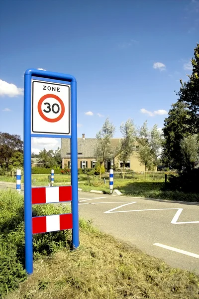 Road sign speed limit zone — Stock Photo, Image