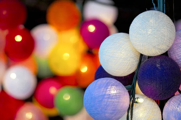 Multicoloured ball shaped Christmas lights — Stock Photo, Image
