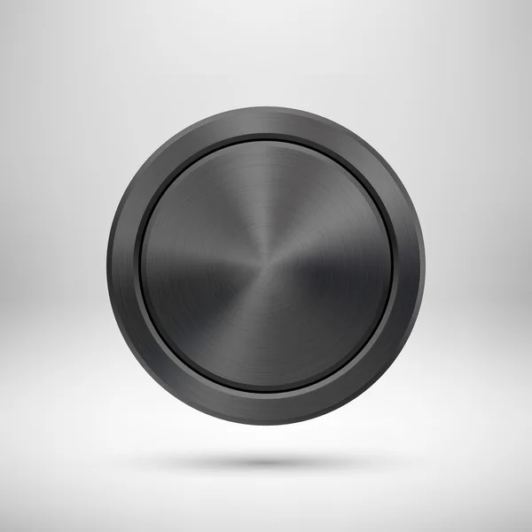 Insignia de metal de círculo de tecnología abstracta negra — Archivo Imágenes Vectoriales