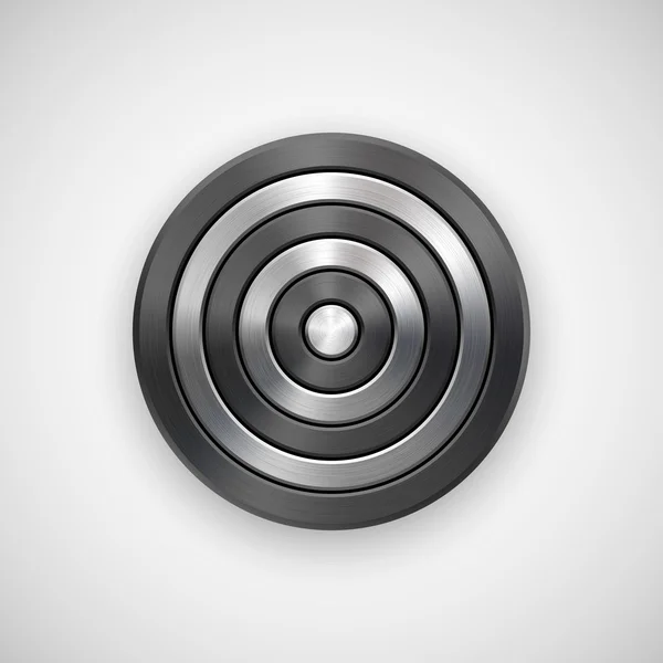 Insignia de metal de círculo de tecnología abstracta negra — Vector de stock