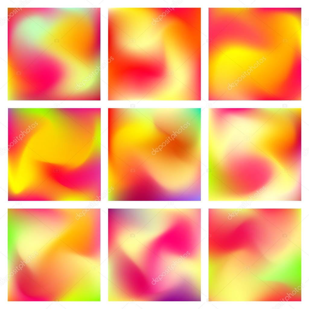 Abstract orange blur color gradient backgrounds set for design concepts, web, presentations, banners, posters and prints. Vector illustration.