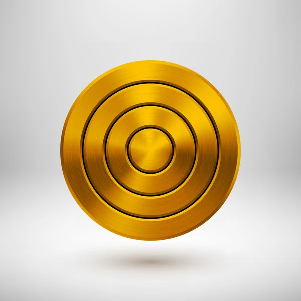 Gold Technology Circle Metal Badge — Stock Vector