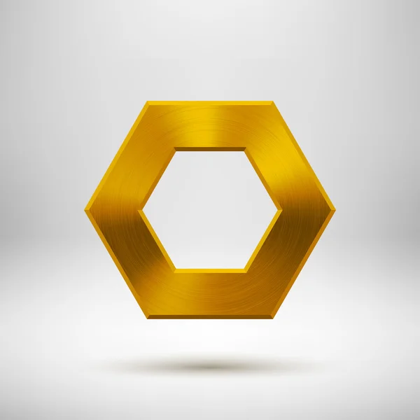 Modelo de botão de polígono abstrato dourado — Vetor de Stock