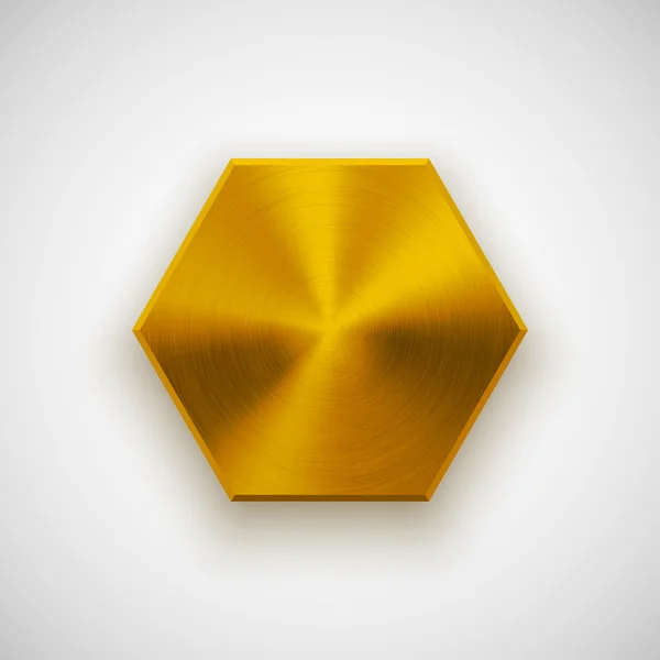 Modelo de botão de polígono abstrato dourado — Vetor de Stock