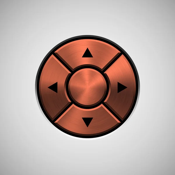 青銅色の金属の質感を持つ抽象ジョイスティック ボタン — ストックベクタ