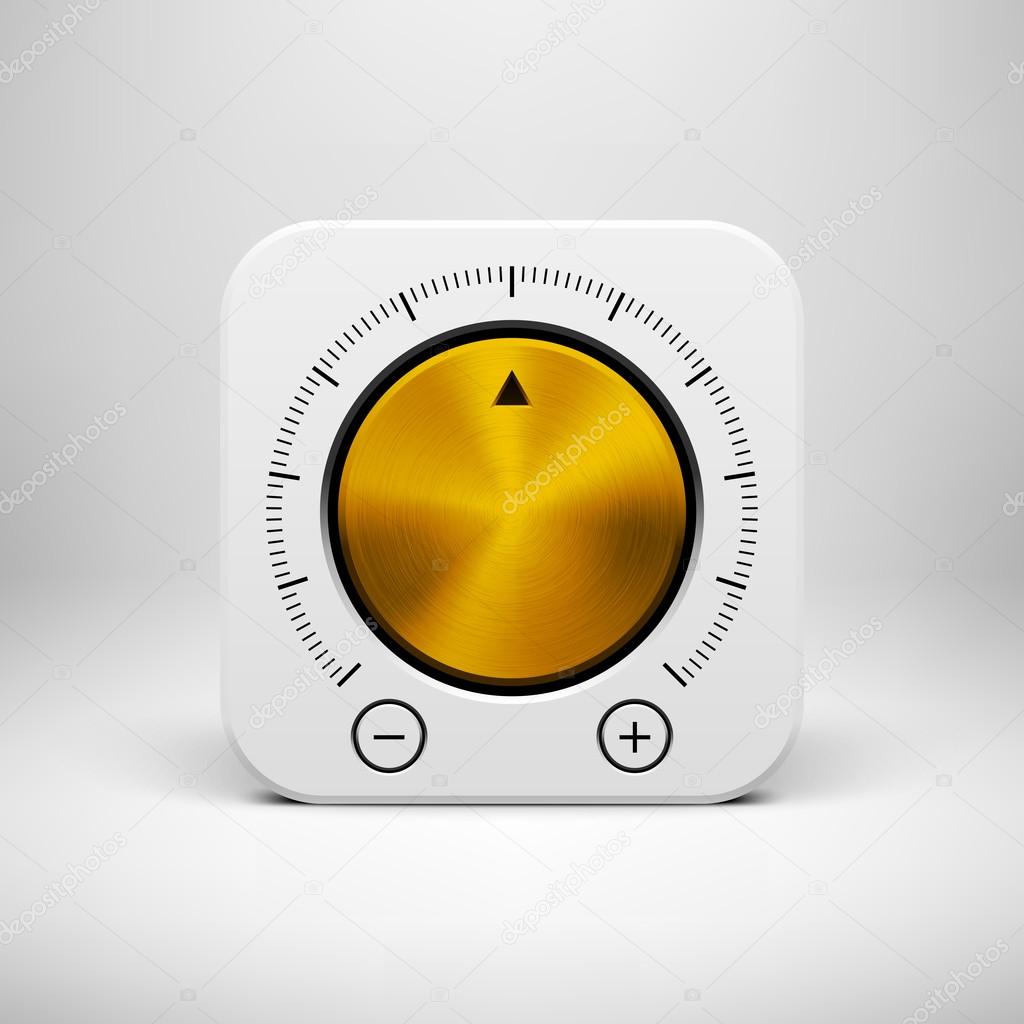 White Abstract Icon with Volume Knob Button
