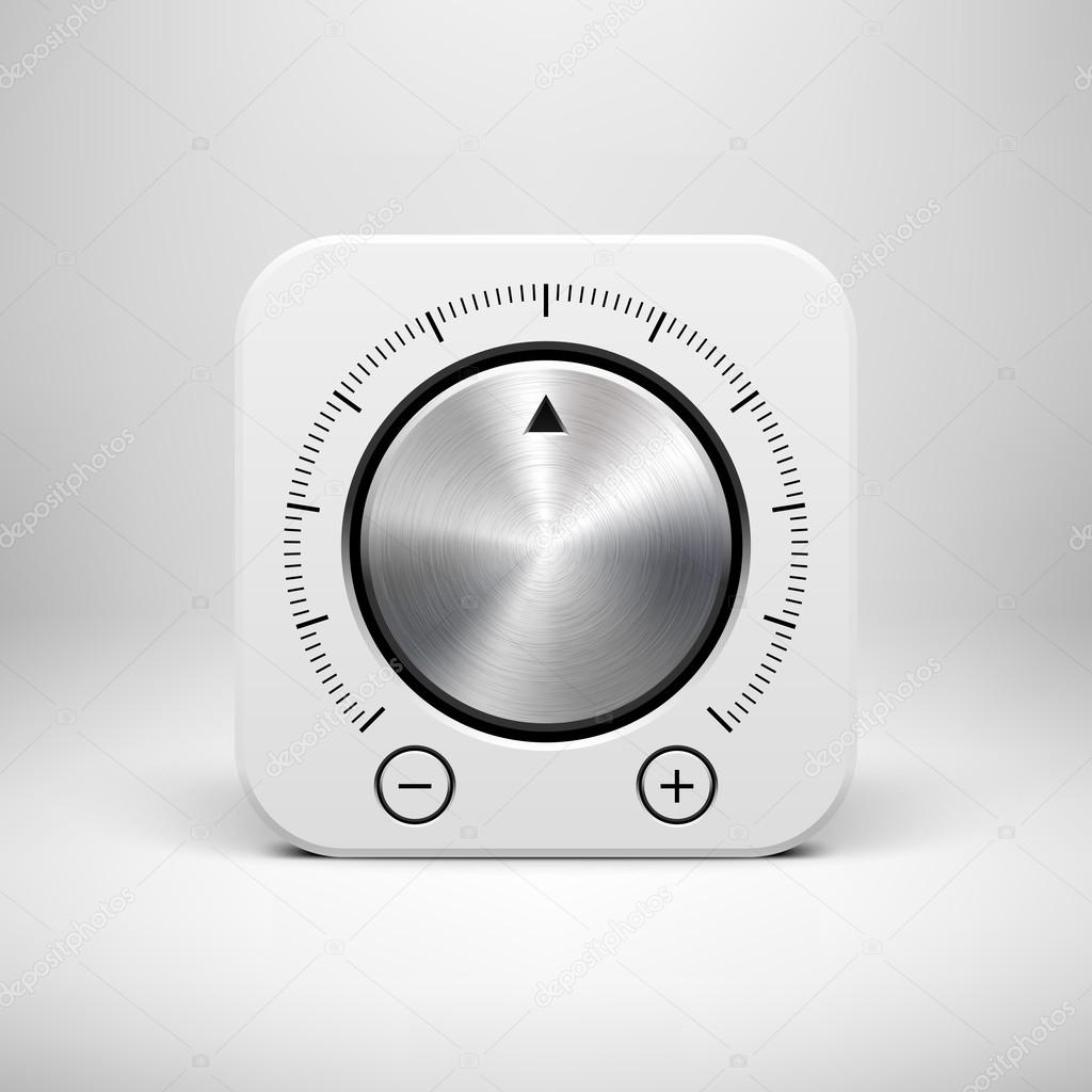 White Abstract Icon with Volume Knob Button
