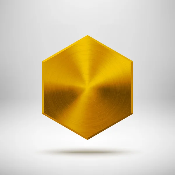 ゴールド ポリゴン ボタン テンプレート — ストックベクタ
