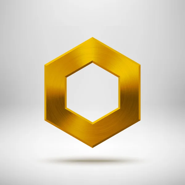 Modelo de botão de polígono de ouro — Vetor de Stock