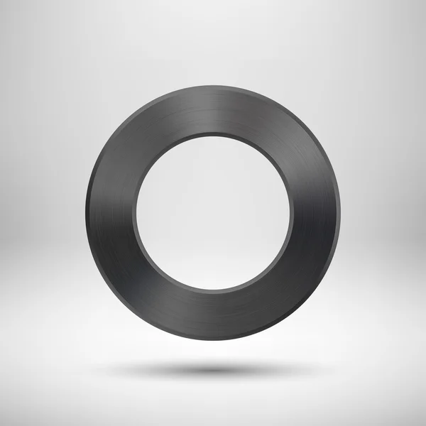 Botón de círculo abstracto negro con textura metálica — Archivo Imágenes Vectoriales