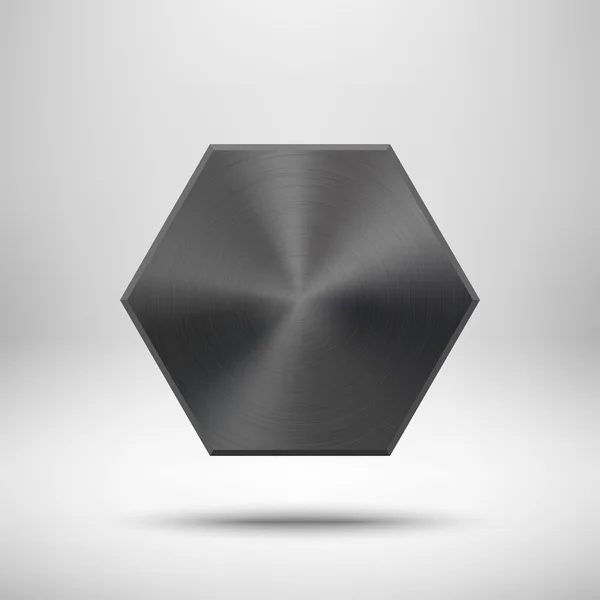 Plantilla de botón de polígono abstracto negro — Archivo Imágenes Vectoriales