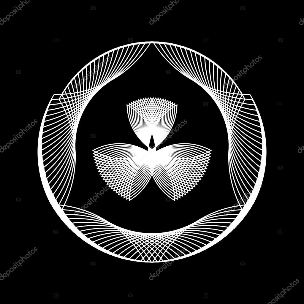 White abstract fractal shape with black background for logo,  design concepts, posters, banners, web, presentations and prints. Vector illustration.