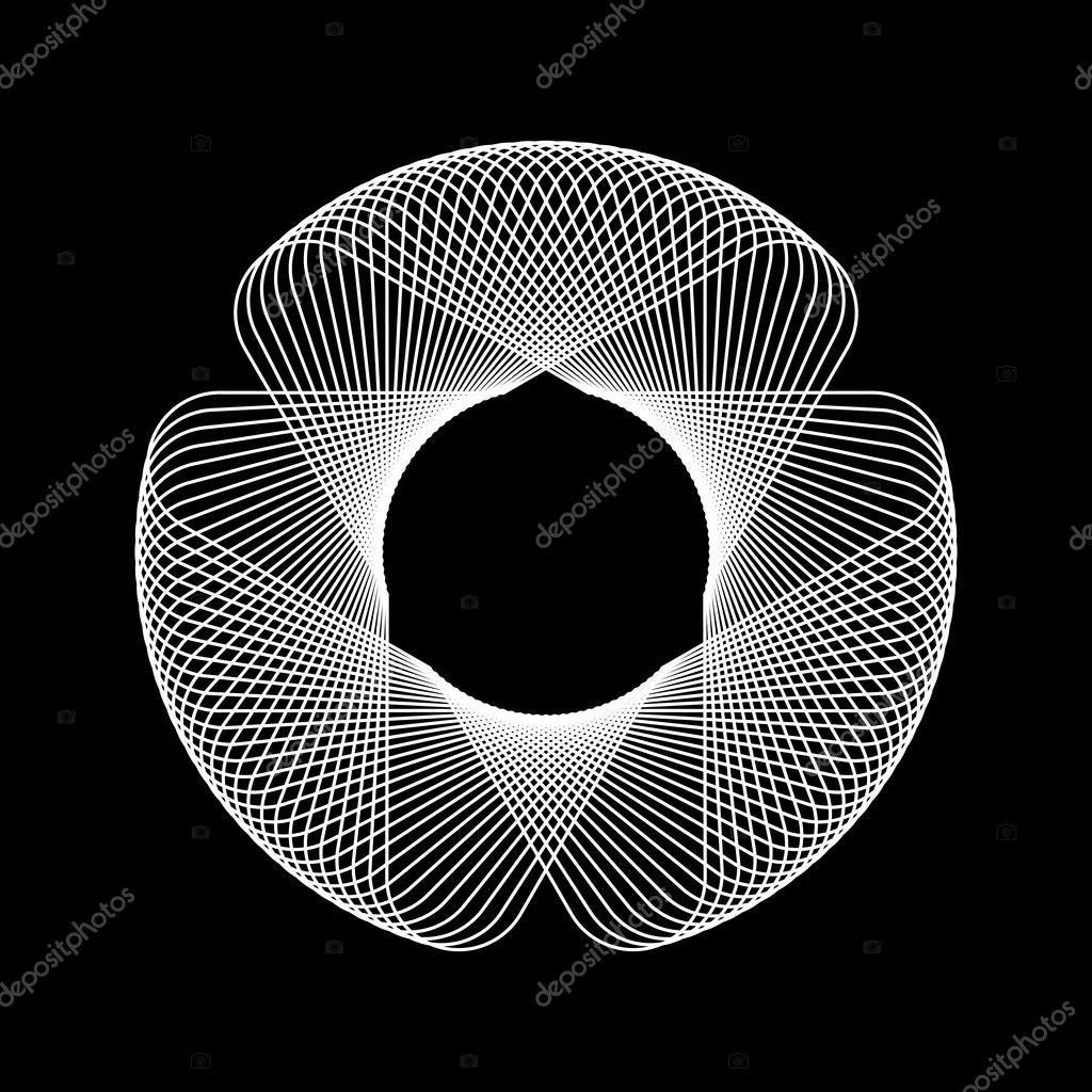 White abstract fractal shape with black background for logo,  design concepts, posters, banners, web, presentations and prints. Vector illustration.