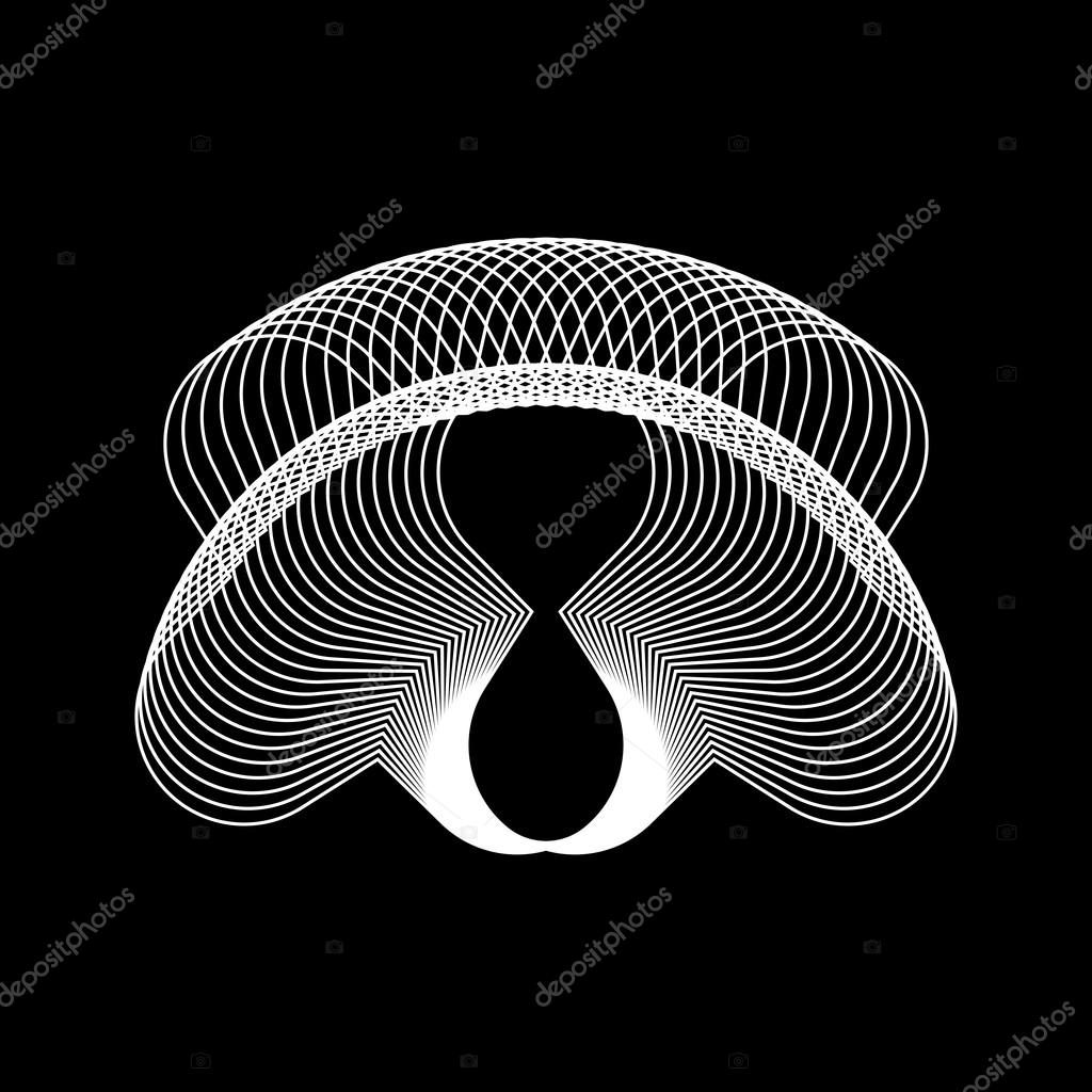 White abstract fractal shape with black background for logo,  design concepts, posters, banners, web, presentations and prints. Vector illustration.