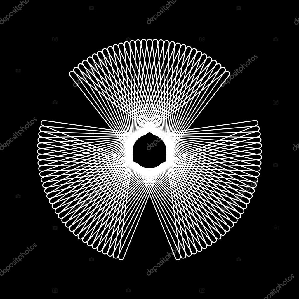 White abstract fractal shape with black background for logo,  design concepts, posters, banners, web, presentations and prints. Vector illustration.