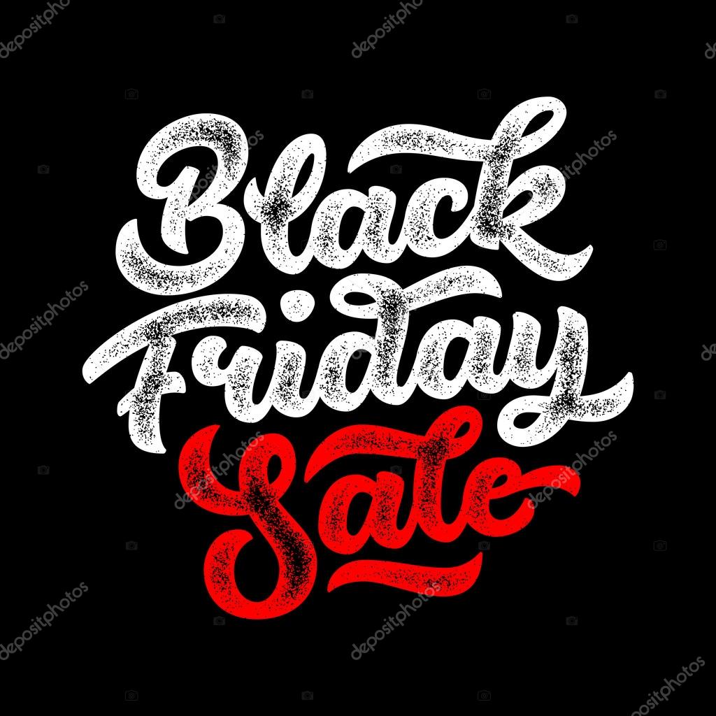Black Friday Sale handmade lettering, calligraphy with film grain, noise, dotwork, grunge texture and dark background for logo, banners, labels, badges, prints, posters, web. Vector illustration.