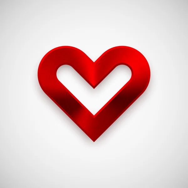 Signo de corazón abstracto rojo con textura metálica — Vector de stock