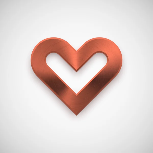 Signe abstrait de coeur en bronze avec texture métallique — Image vectorielle