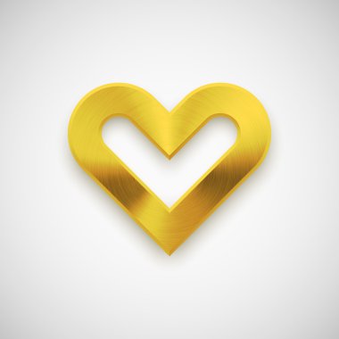 Gold Abstract Heart Sign with Metal Texture clipart